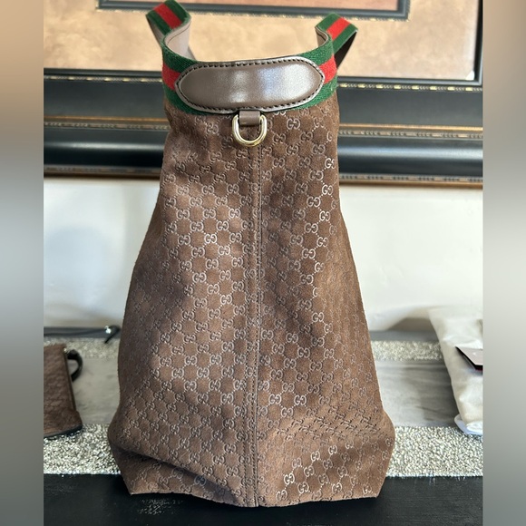 Gucci Giglio Large Dark Brown Suede Tote NYC 5th Ave Exclusive!!! - Picture 9 of 16